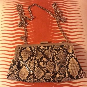 Snake skin over shoulder purse